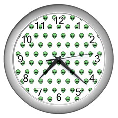 Aliens Ufo Fantasy Pattern Wall Clock (silver) by Wegoenart