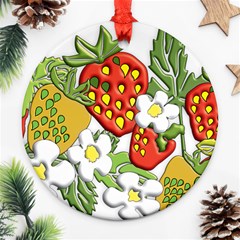 Strawberries Berry Strawberry Leaves Ornament (round) by Wegoenart