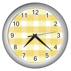 White And Yellow Plaids Wall Clock (silver) by ConteMonfrey