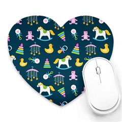 Cute Babies Toys Seamless Pattern Heart Mousepads by Vaneshart