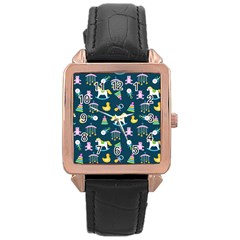 Cute Babies Toys Seamless Pattern Rose Gold Leather Watch  by Vaneshart