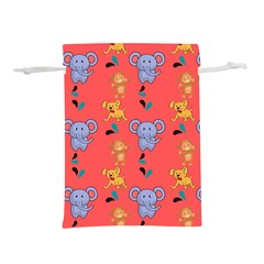 Illustration Elephant Cartoon Animal Monkey Lightweight Drawstring Pouch (l) by danenraven