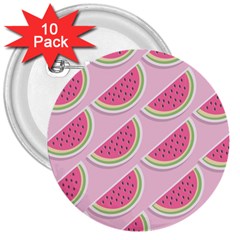 Pink Melon Wayermelon Pattern Food Fruit Melon 3  Buttons (10 Pack)  by Ravend