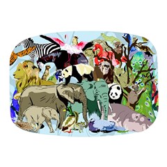 Zoo-animals-peacock-lion-hippo- Mini Square Pill Box by Pakrebo