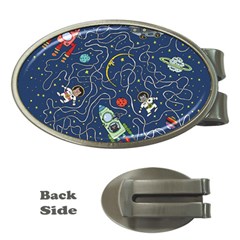 Illustration Cat Space Astronaut Rocket Maze Money Clips (oval)  by Ravend