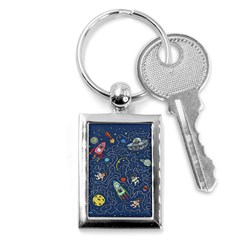 Illustration Cat Space Astronaut Rocket Maze Key Chain (rectangle) by Ravend