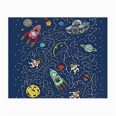 Illustration Cat Space Astronaut Rocket Maze Small Glasses Cloth (2 Sides) by Ravend