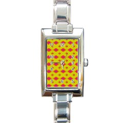 Red Yellow Abstract Rectangle Italian Charm Watch by artworkshop