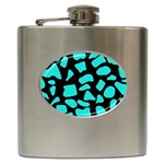 Cow Background neon blue black Hip Flask (6 oz) Front