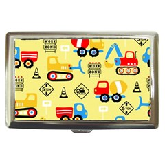 Seamless Pattern Vector Industrial Vehicle Cartoon Cigarette Money Case by Jancukart