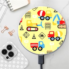 Seamless Pattern Vector Industrial Vehicle Cartoon Wireless Charger by Jancukart