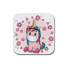 Cartoon Unicorn Fantasy Rubber Coaster (square) by Jancukart