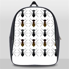 Ant Insect Pattern Cartoon Ants School Bag (xl) by Ravend