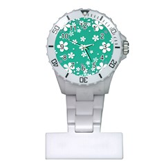 Pattern Background Daisy Flower Floral Plastic Nurses Watch by Ravend