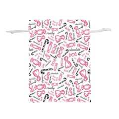 Candy Pink Black-cute Sweat Lightweight Drawstring Pouch (s) by Ravend