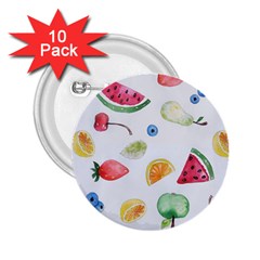 Fruit Summer Vitamin Watercolor 2 25  Buttons (10 Pack)  by Wegoenart