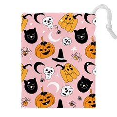 Pumpkin Cat Pattern Skull Drawstring Pouch (5xl) by Wegoenart