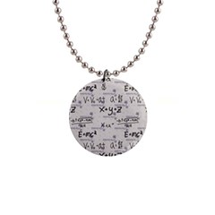 Pattern Wallpaper Math Formula Albert Einstein 1  Button Necklace by danenraven