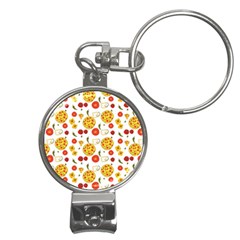 Illustration Pizza Background Vegetable Nail Clippers Key Chain by Ravend