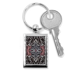 Pink Grey Repeats Symmetry Key Chain (rectangle) by kaleidomarblingart