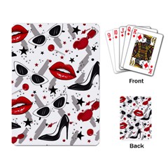 Red Lips Black Heels Pattern Playing Cards Single Design (rectangle) by Jancukart