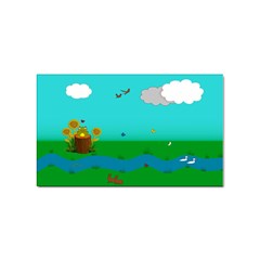 Frog Log Stream River Wallpaper Sticker (rectangular) by Ravend