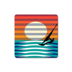 Waves Windsurfer Sun Square Magnet by Ravend