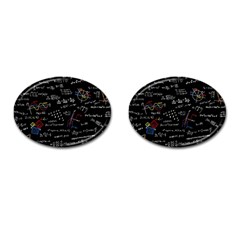 Black Background Text Overlay  Mathematics Formula Cufflinks (oval) by danenraven