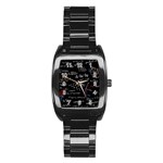 Black Background Text Overlay  Mathematics Formula Stainless Steel Barrel Watch Front