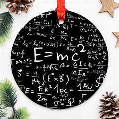 Science Einstein Formula Mathematics Physics Round Ornament (two Sides) by danenraven