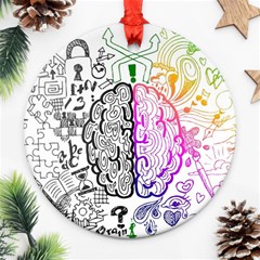 Anatomy Brain Head Medical Psychedelic  Skull Ornament (round) by danenraven