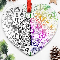 Anatomy Brain Head Medical Psychedelic  Skull Heart Ornament (two Sides) by danenraven