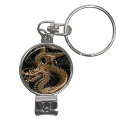 Gold And Silver Dragon Illustration Chinese Dragon Animal Nail Clippers Key Chain by danenraven