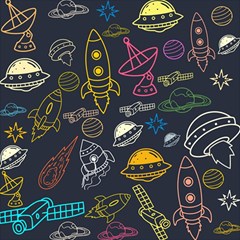 Seamless Outer Space Pattern Play Mat (square) by danenraven