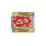 Christmas New Year Seamless Pattern Gold Trim Italian Charm (9mm) Front