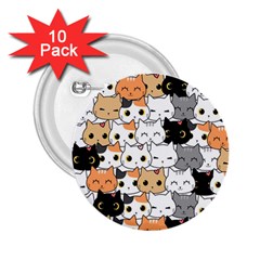 Cute-cat-kitten-cartoon-doodle-seamless-pattern 2 25  Buttons (10 Pack)  by Jancukart