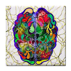 Brain Head Mind Man Silhouette Tile Coaster by Wegoenart