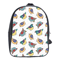 Seamless-pattern-with-hand-drawn-bird-black School Bag (large) by Jancukart