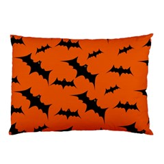 Halloween Card With Bats Flying Pattern Pillow Case by Wegoenart