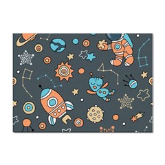 Rocketship Astronaut Space Seamless Pattern Sticker A4 (10 Pack) by Wegoenart