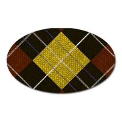 Modern Yellow Golden Plaid Oval Magnet by ConteMonfrey