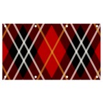 Black, red, white diagonal plaids Banner and Sign 7  x 4  Front