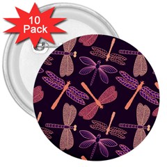 Dragonfly Pattern Design 3  Buttons (10 Pack)  by Wegoenart