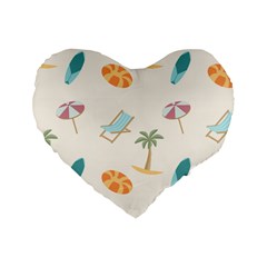 Cool Summer Pattern - Beach Time!   Standard 16  Premium Heart Shape Cushions by ConteMonfrey