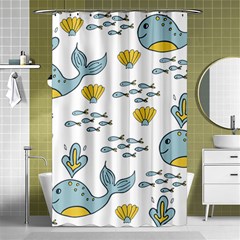 Cartoon Whale Seamless Background Pattern Shower Curtain 48  X 72  (small)  by Jancukart