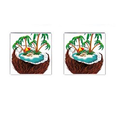 Coconut And Holiday Beach Food Cufflinks (square) by Jancukart