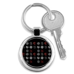 Black And Multicolored Polka Dot Wallpaper Artwork Digital Art Key Chain (round) by danenraven