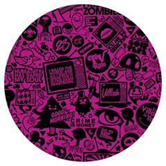 Pink And Black Logo Illustration Round Trivet by danenraven