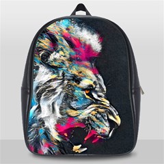 Angry Male Lion Roar School Bag (large) by danenraven