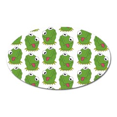 Kermit The Frog Pattern Oval Magnet by Valentinaart